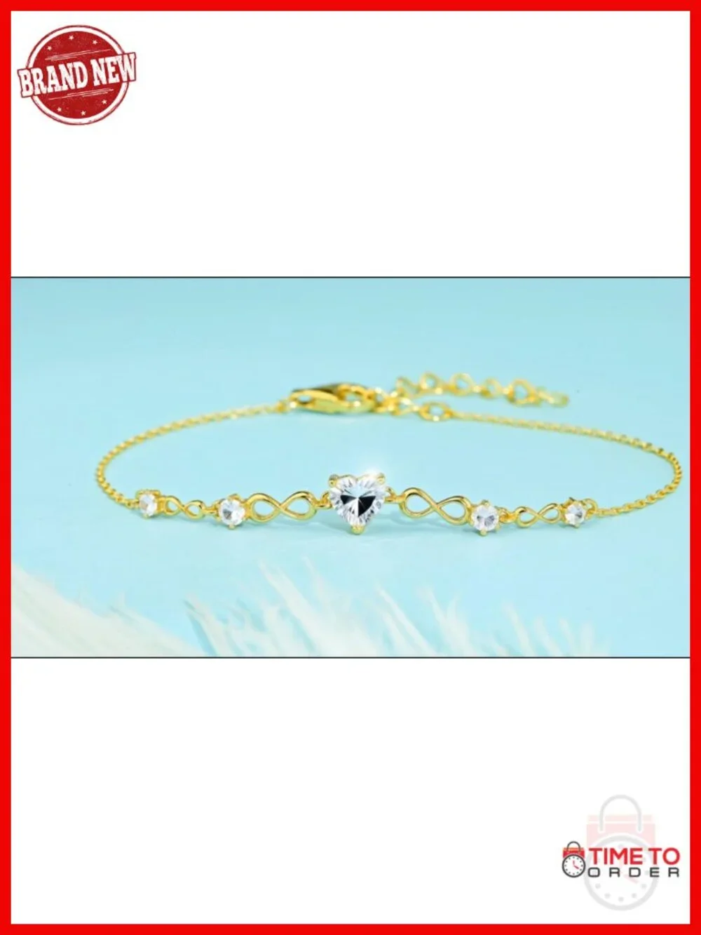 925 Sterling Silver Infinity Heart Birthstone Charm Link Bracelet Adjustable